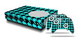 WraptorSkinz Decal Skin Wrap Set works with 2016 and newer XBOX One S Console and 2 Controllers Houndstooth Neon Teal on Black
