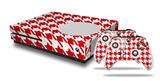 WraptorSkinz Decal Skin Wrap Set works with 2016 and newer XBOX One S Console and 2 Controllers Houndstooth Red