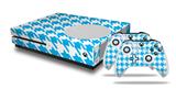 WraptorSkinz Decal Skin Wrap Set works with 2016 and newer XBOX One S Console and 2 Controllers Houndstooth Blue Neon