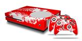 WraptorSkinz Decal Skin Wrap Set works with 2016 and newer XBOX One S Console and 2 Controllers Big Kiss Lips White on Red