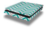 Vinyl Decal Skin Wrap compatible with Sony PlayStation 4 Slim Console Zig Zag Teal and Gray (PS4 NOT INCLUDED)