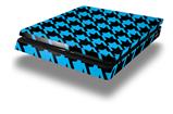 Vinyl Decal Skin Wrap compatible with Sony PlayStation 4 Slim Console Houndstooth Blue Neon on Black (PS4 NOT INCLUDED)