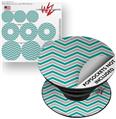 Decal Style Vinyl Skin Wrap 3 Pack for PopSockets Zig Zag Teal and Gray (POPSOCKET NOT INCLUDED)