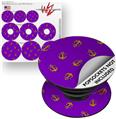 Decal Style Vinyl Skin Wrap 3 Pack for PopSockets Anchors Away Purple (POPSOCKET NOT INCLUDED)