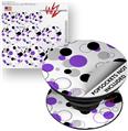 Decal Style Vinyl Skin Wrap 3 Pack for PopSockets Lots of Dots Purple on White (POPSOCKET NOT INCLUDED)