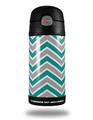 Skin Decal Wrap for Thermos Funtainer 12oz Bottle Zig Zag Teal and Gray (BOTTLE NOT INCLUDED)