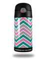 Skin Decal Wrap for Thermos Funtainer 12oz Bottle Zig Zag Teal Pink and Gray (BOTTLE NOT INCLUDED)