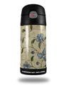 Skin Decal Wrap for Thermos Funtainer 12oz Bottle Flowers and Berries Blue (BOTTLE NOT INCLUDED)