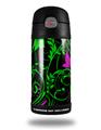 Skin Decal Wrap for Thermos Funtainer 12oz Bottle Twisted Garden Green and Hot Pink (BOTTLE NOT INCLUDED)