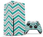 WraptorSkinz Skin Wrap compatible with the 2020 XBOX Series X Console and Controller Zig Zag Teal and Gray (XBOX NOT INCLUDED)