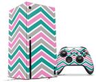 WraptorSkinz Skin Wrap compatible with the 2020 XBOX Series X Console and Controller Zig Zag Teal Pink and Gray (XBOX NOT INCLUDED)