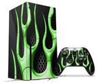 WraptorSkinz Skin Wrap compatible with the 2020 XBOX Series X Console and Controller Metal Flames Green (XBOX NOT INCLUDED)