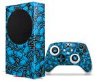 WraptorSkinz Skin Wrap compatible with the 2020 XBOX Series S Console and Controller Scattered Skulls Neon Blue (XBOX NOT INCLUDED)