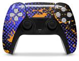 WraptorSkinz Skin Wrap compatible with the Sony PS5 DualSense Controller Halftone Splatter Orange Blue (CONTROLLER NOT INCLUDED)
