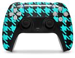 WraptorSkinz Skin Wrap compatible with the Sony PS5 DualSense Controller Houndstooth Neon Teal on Black (CONTROLLER NOT INCLUDED)