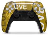 WraptorSkinz Skin Wrap compatible with the Sony PS5 DualSense Controller Love and Peace Yellow (CONTROLLER NOT INCLUDED)