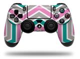 WraptorSkinz Skin compatible with Sony PS4 Dualshock Controller PlayStation 4 Original Slim and Pro Zig Zag Teal Pink and Gray (CONTROLLER NOT INCLUDED)