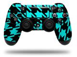 WraptorSkinz Skin compatible with Sony PS4 Dualshock Controller PlayStation 4 Original Slim and Pro Houndstooth Neon Teal on Black (CONTROLLER NOT INCLUDED)