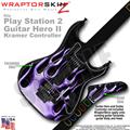 PS2 Guitar Hero II Kramer Metal Flames Purple Faceplate Skin