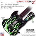 Metal Flames Green WraptorSkinz TM Skin fits All PS2 SG Guitars Controllers (GUITAR NOT INCLUDED)s