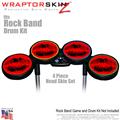 Big Kiss Lips Black on Red Skin by WraptorSkinz fits Rock Band Drum Set for Nintendo Wii, XBOX 360, PS2 & PS3 (DRUMS NOT INCLUDED)