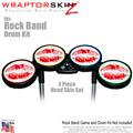 Big Kiss Lips Red on White Skin by WraptorSkinz fits Rock Band Drum Set for Nintendo Wii, XBOX 360, PS2 & PS3 (DRUMS NOT INCLUDED)