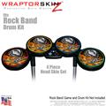 Chrome Skull on Fire Skin by WraptorSkinz fits Rock Band Drum Set for Nintendo Wii, XBOX 360, PS2 & PS3 (DRUMS NOT INCLUDED)