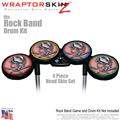 Chrome Skull on Pink Skin by WraptorSkinz fits Rock Band Drum Set for Nintendo Wii, XBOX 360, PS2 & PS3 (DRUMS NOT INCLUDED)