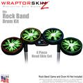 Lightning Green Skin by WraptorSkinz fits Rock Band Drum Set for Nintendo Wii, XBOX 360, PS2 & PS3 (DRUMS NOT INCLUDED)