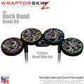 Neon Swoosh on Black Skin by WraptorSkinz fits Rock Band Drum Set for Nintendo Wii, XBOX 360, PS2 & PS3 (DRUMS NOT INCLUDED)