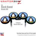 Penguins on Blue Skin by WraptorSkinz fits Rock Band Drum Set for Nintendo Wii, XBOX 360, PS2 & PS3 (DRUMS NOT INCLUDED)