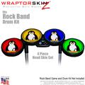 Penguins on Colors Skin by WraptorSkinz fits Rock Band Drum Set for Nintendo Wii, XBOX 360, PS2 & PS3 (DRUMS NOT INCLUDED)