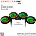 Alecias Swirl 01 Green Skin by WraptorSkinz fits Rock Band Drum Set for Nintendo Wii, XBOX 360, PS2 & PS3 (DRUMS NOT INCLUDED)