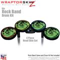 Alecias Swirl 02 Green Skin by WraptorSkinz fits Rock Band Drum Set for Nintendo Wii, XBOX 360, PS2 & PS3 (DRUMS NOT INCLUDED)