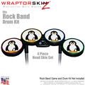Penguins on White Skin by WraptorSkinz fits Rock Band Drum Set for Nintendo Wii, XBOX 360, PS2 & PS3 (DRUMS NOT INCLUDED)