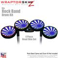 Rising Sun Blue Skin by WraptorSkinz fits Rock Band Drum Set for Nintendo Wii, XBOX 360, PS2 & PS3 (DRUMS NOT INCLUDED)