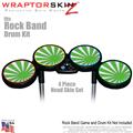 Rising Sun Green Skin by WraptorSkinz fits Rock Band Drum Set for Nintendo Wii, XBOX 360, PS2 & PS3 (DRUMS NOT INCLUDED)