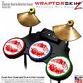 Big Kiss Lips Red on White Skin by WraptorSkinz fits Guitar Hero 4 World Tour Drum Set for Nintendo Wii, XBOX 360, PS2 & PS3 (DRUMS NOT INCLUDED)
