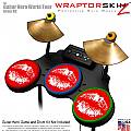 Big Kiss Lips White on Red Skin by WraptorSkinz fits Guitar Hero 4 World Tour Drum Set for Nintendo Wii, XBOX 360, PS2 & PS3 (DRUMS NOT INCLUDED)