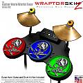 Chrome Skull on Colors Skin by WraptorSkinz fits Guitar Hero 4 World Tour Drum Set for Nintendo Wii, XBOX 360, PS2 & PS3 (DRUMS NOT INCLUDED)