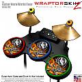 Chrome Skull on Fire Skin by WraptorSkinz fits Guitar Hero 4 World Tour Drum Set for Nintendo Wii, XBOX 360, PS2 & PS3 (DRUMS NOT INCLUDED)