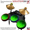 Fire Green Skin by WraptorSkinz fits Guitar Hero 4 World Tour Drum Set for Nintendo Wii, XBOX 360, PS2 & PS3 (DRUMS NOT INCLUDED)