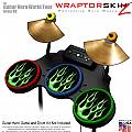 Metal Flames Green Skin by WraptorSkinz fits Guitar Hero 4 World Tour Drum Set for Nintendo Wii, XBOX 360, PS2 & PS3 (DRUMS NOT INCLUDED)