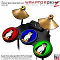 Penguins on Colors Skin by WraptorSkinz fits Guitar Hero 4 World Tour Drum Set for Nintendo Wii, XBOX 360, PS2 & PS3 (DRUMS NOT INCLUDED)