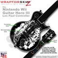 Big Kiss Lips White on Black Skin by WraptorSkinz TM fits Nintendo Wii Guitar Hero III (3) Les Paul Controller (GUITAR NOT INCLUDED)