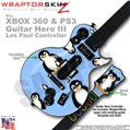 Penguins on Blue WraptorSkinz  Skin fits XBOX 360 & PS3 Guitar Hero III Les Paul Controller (GUITAR NOT INCLUDED)