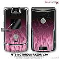 Motorola Razor (Razr) V3m Skin Fire Pink On Black WraptorSkinz Kit by TuneTattooz