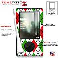 Argyle Red And Green Tattoo Skin Kit - fits Original 30 gig Microsoft Zune 