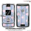 Motorola Razor (Razr) V3m Skin Flowers And Stripes Blue WraptorSkinz Kit by TuneTattooz