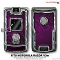 Motorola Razor (Razr) V3m Skin Carbon Fiber Purple and Chrome WraptorSkinz Kit by TuneTattooz